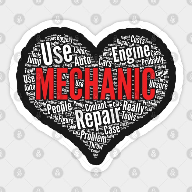 Mechanic Heart Shape Word Cloud Design design Sticker by theodoros20